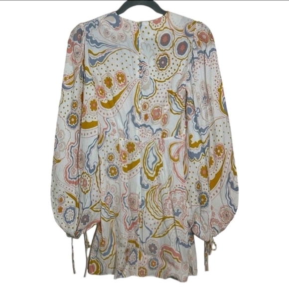 $295 TED BAKER Thelia Paisley Print Exaggerated Sleeve Mini Dress Size 2 - Picture 6 of 13